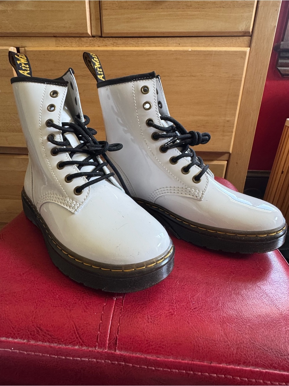 Dr Martens White Lace-Up Combat Boots - Women